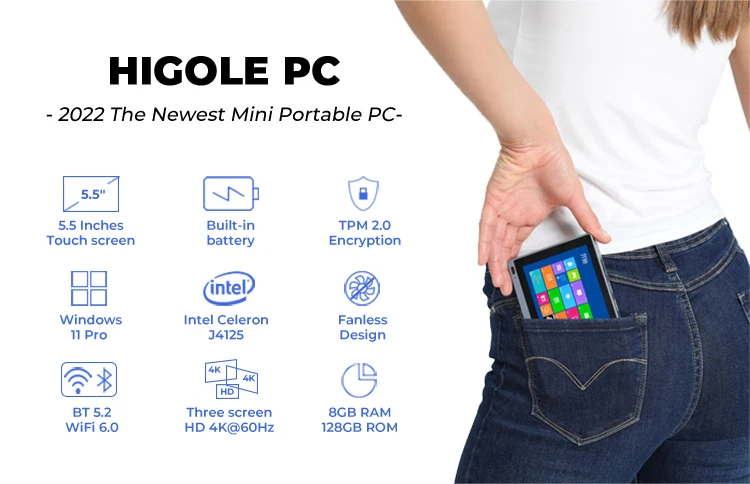 Gole 1 Pro Pocket Tablet Computer 5000Mah Battery Intel Celeron J4125 Windows 10 Win11  All In One Mini Touchscreen Pc