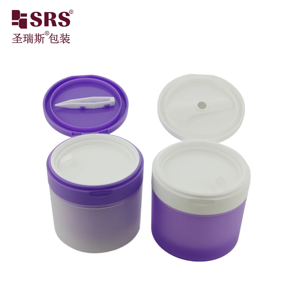 4 oz plastic jars with lid double wall PP PCR flip cap eye mask container with  pincet