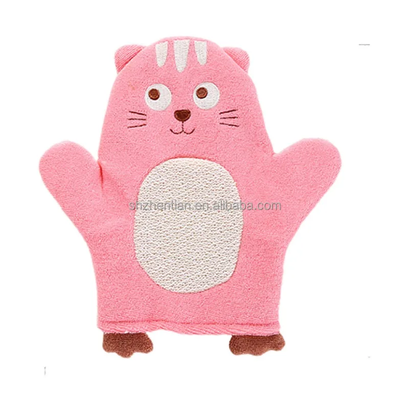 Baby Bath Gloves Exfoliating Cute Cartoon Kids Bath Mitt Hand Puppet Shower Bath Wash Gloves with Animal Design Body Available