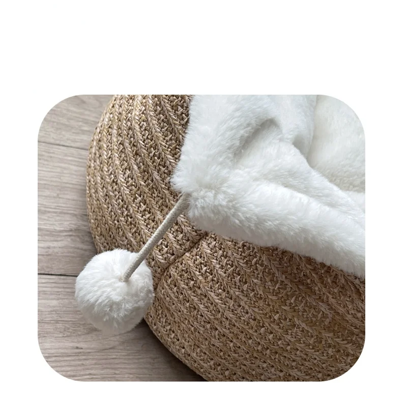 Luxury Round Houses Long Wool Puppy Kennel Kitten Washable Cushion Pet Dog Beds & Accessories