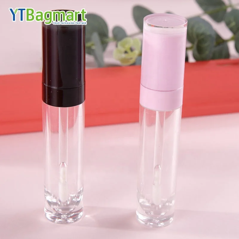 5ml Custom Square Empty Square Lip Gloss Tubes With Pink Lipgloss Brush