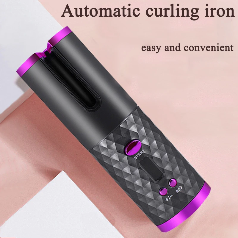 Rechargeable Automatic Hair Curler Women Portable Hair Curling Iron LCD Display Ceramic Rotating Curling Wave Styer