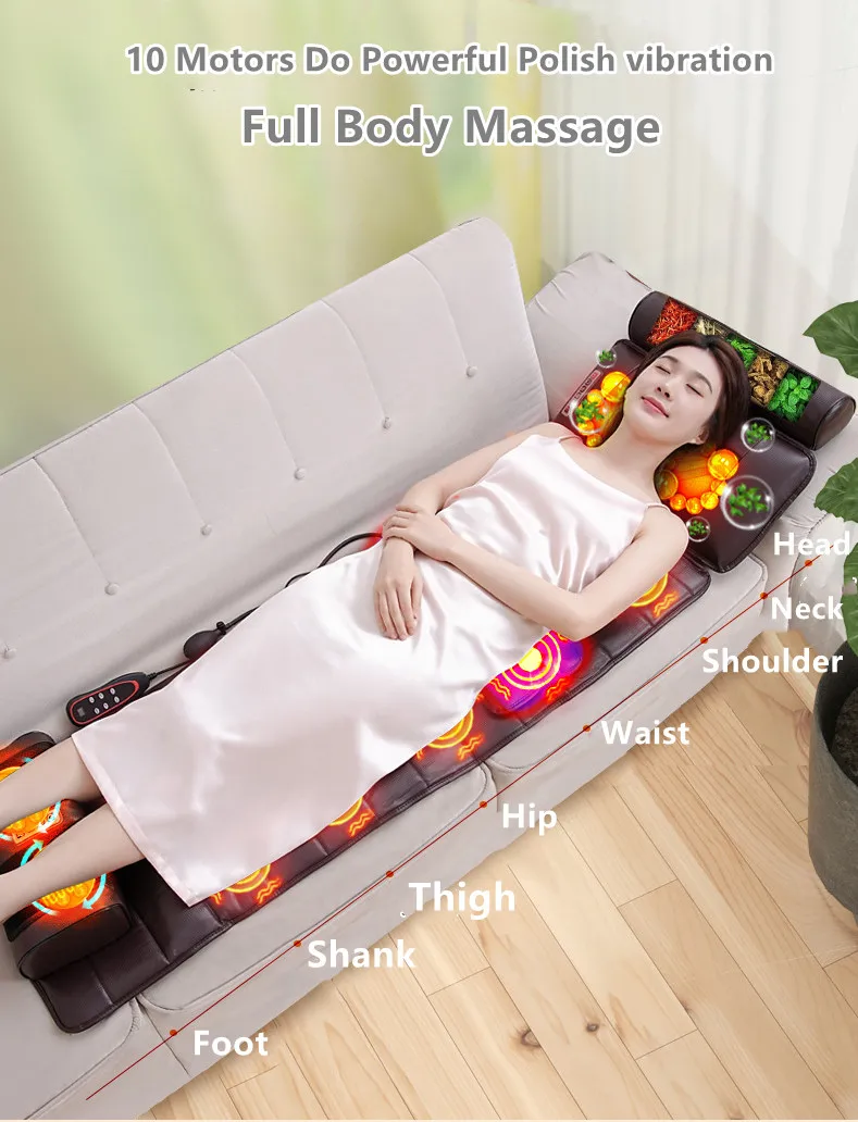 Amazon Best Sellers Standard Size Full Body Vibrate Orthopedic Massage Bed Mat Heating Electric Massage Mattress