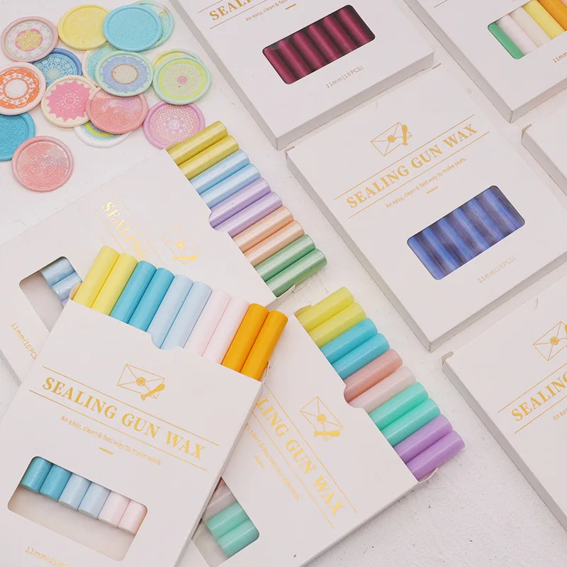Self Adhesive Wax Seals Glue Gun Wax Stamp Pack of 10 Sticks Box DIY Wedding Invites Cute Stamping