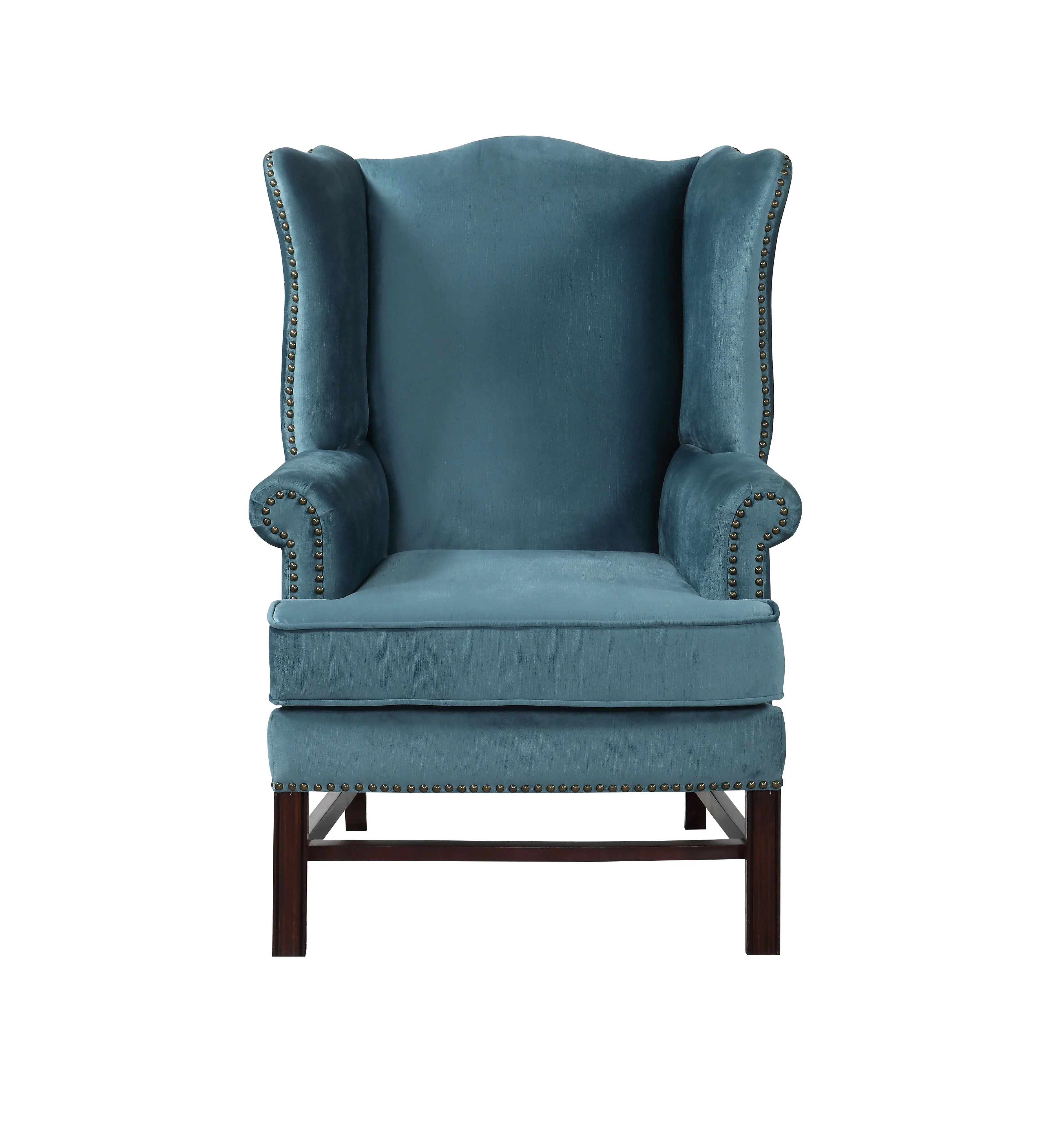 Бархатные стулья, тканевые ножки из массива дерева, кресло с крыльями, роскошное современное кресло с мягкой обивкой, синее кресло для гостиной Kd