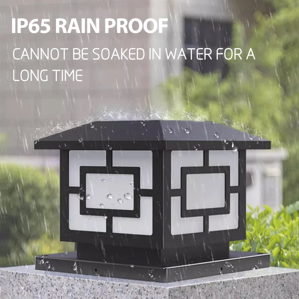 Dingdian Factory Sale IP65 Waterproof Pillar Light Square LED Column Outdoor 4 Colors Solar Post Lights with Remote Control