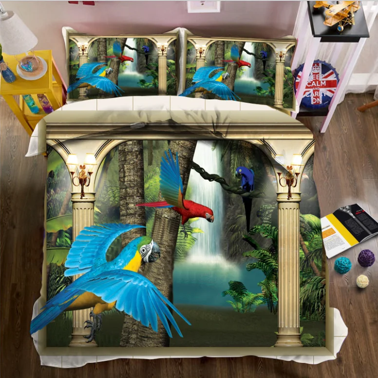 Hot selling 100% polyester cat animal printing bed sheet fabric /duvet cover set/3D printed bedding set