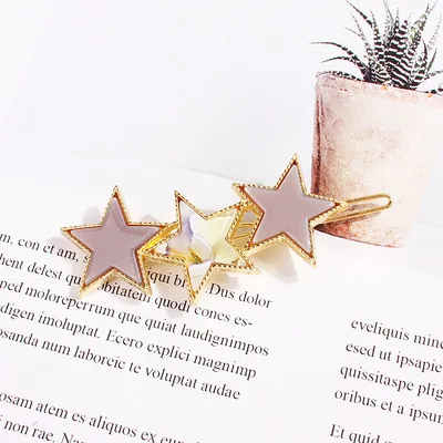 BELLEGIRL new design hot selling hair clip accessories factory Colorful cute geometric hollow star alloy women hair clips
