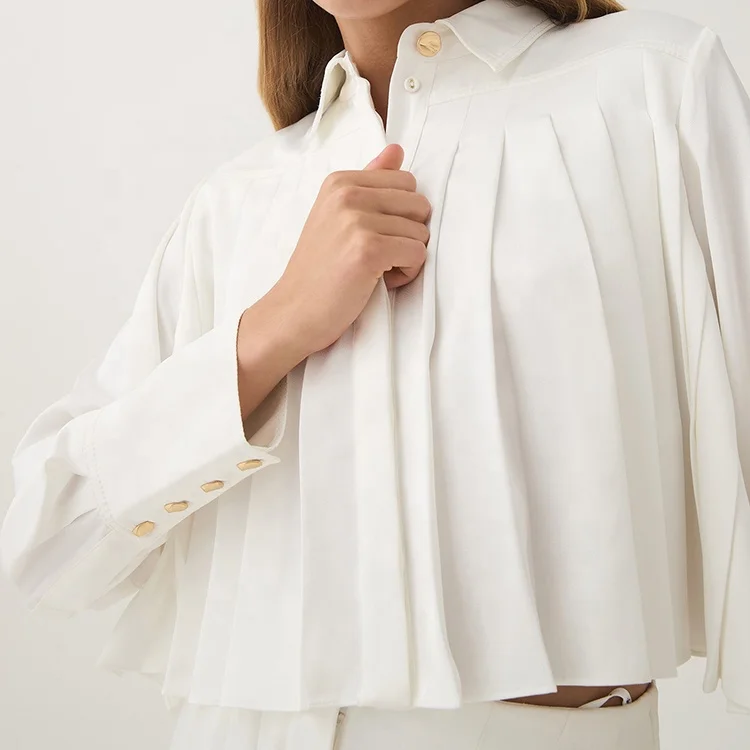 Custom Long Sleeve Cotton White Linen Blouse Manufacturer Spring Summer Lady Elegant Shirt For Women