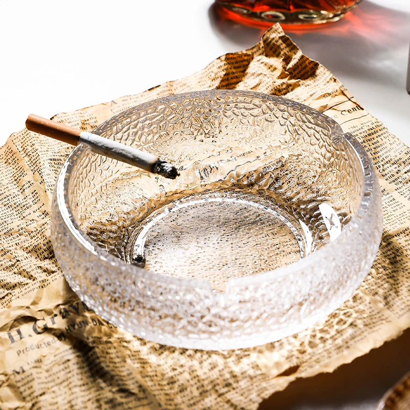 Creative Japanese style handblown glass ashtray cup home living room light luxury office glass ashtray