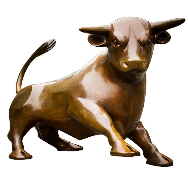 Garden decor antique bronze wall street bull statue