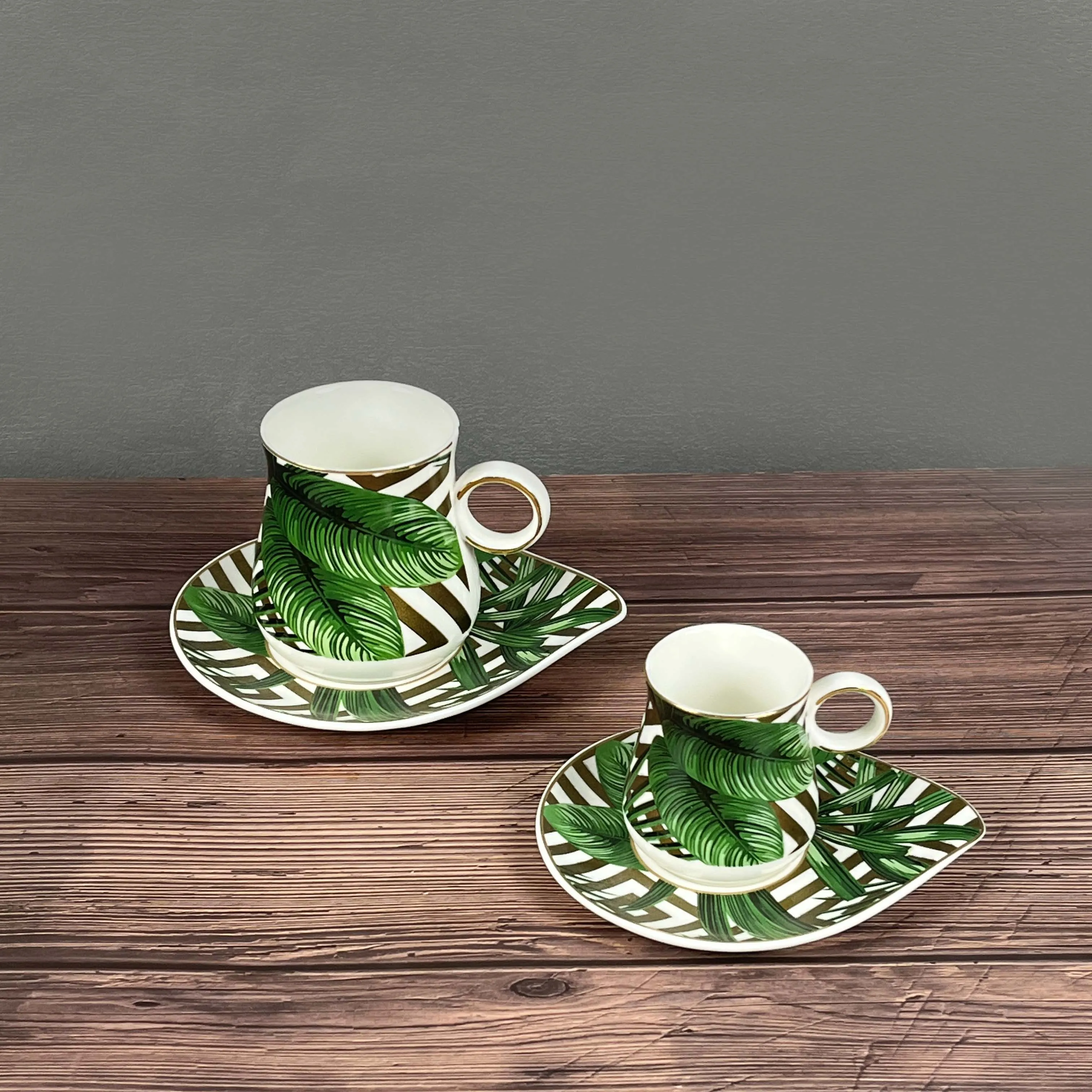 Wholesale Custom Logo Cup And Saucer Set Of 6 Southeast Asia Style Colorful Tea And Coffee Cup Set