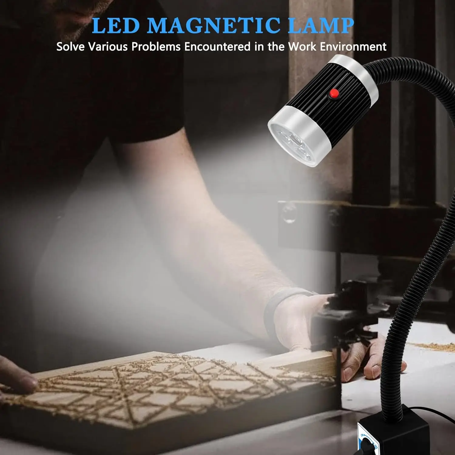 Magnetic Work Light,Flexible Gooseneck LED Lamp with Strong Magnetic Base,Magnetic LED Light for Lathe CNC Mill,Industrial Light