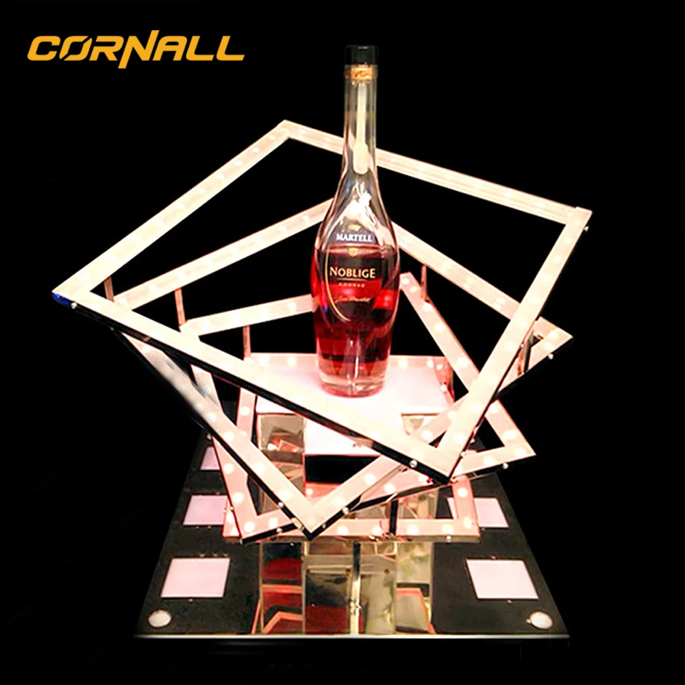 Custom Acrylic wine Display rack LED Glowing wine light seat Champagne Bottle Glorifier Holder