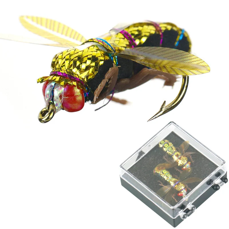 Best seller 2pcs/box Artificial Bionic Fly Fishing Lure Lifelike Flies Bees Insects Hook Floating Action Attractive Bait