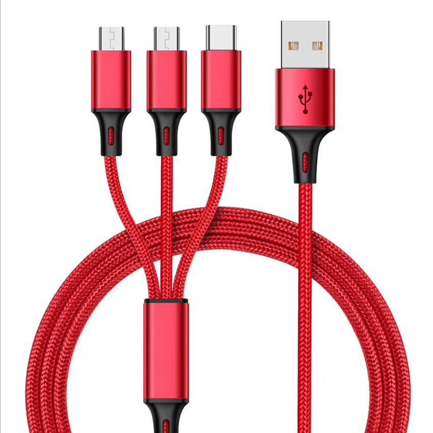 Hot Sell 3 In 1 Usb Charging Cable For Type-c Android Usb Fast Charger Cable Mobile Phone Tablet Charging Cable