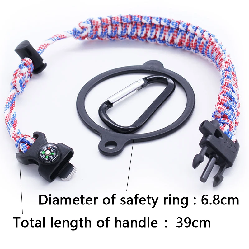 
Durable Adjustable Compass 550 Paracord Water Bottle with Carabiner 