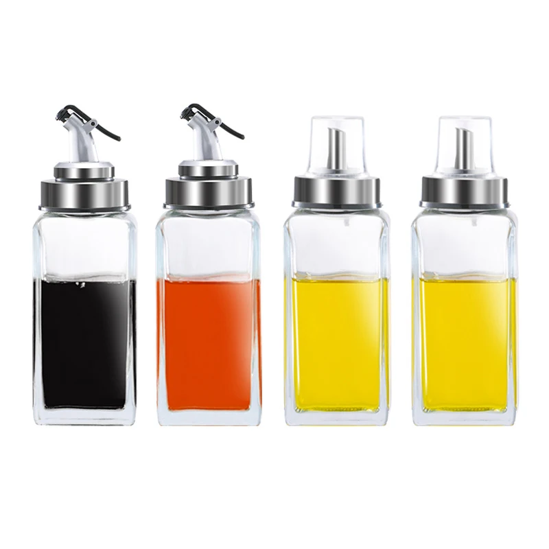 320ml glass square oil can kitchen accessories leak proof bottle vinegar bottle
