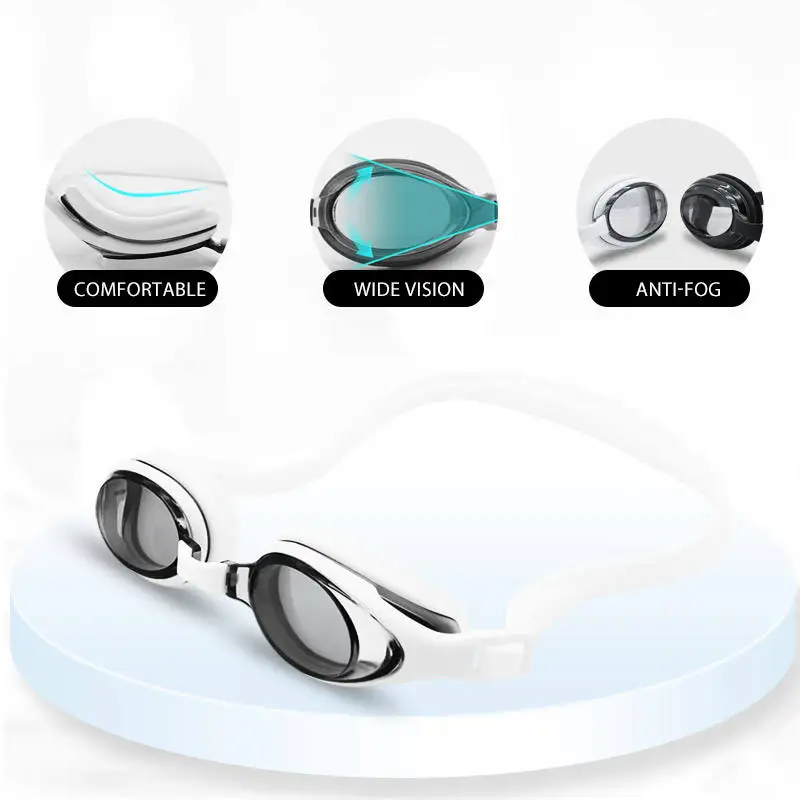 Custom logo design wide vision anti fog anti leak swimming goggles swim pool goggles with protective case