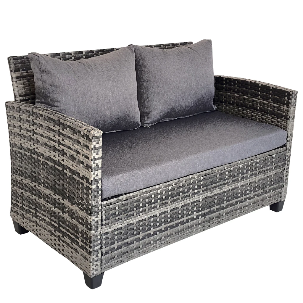 Wholesale Manufacture Set of 4 Leisure  Conversation Rattan Table and Chair with Plastic Feet