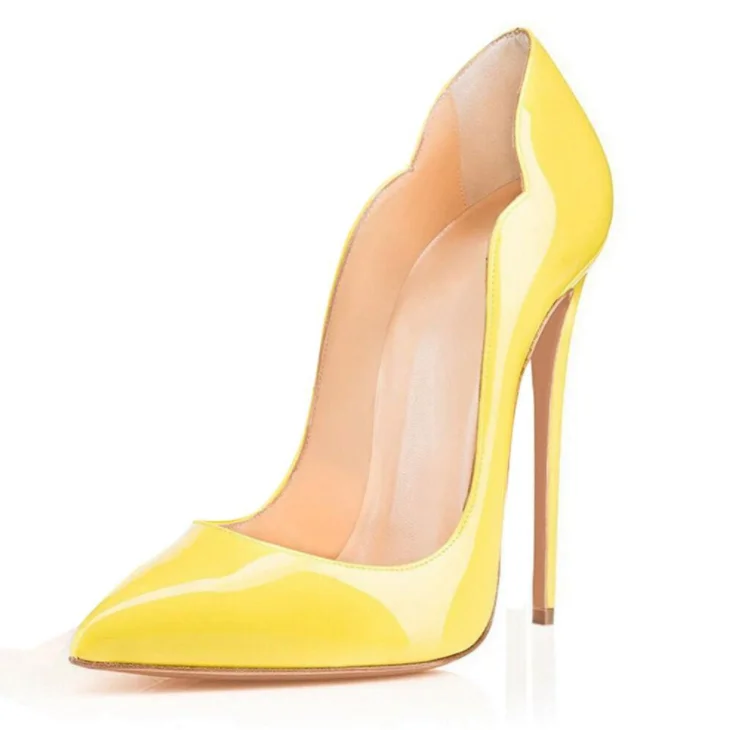 Plus Size Solid Color Patent Leather Point Toe Shallow Mouth Stiletto Heel Pumps Shoes For Women