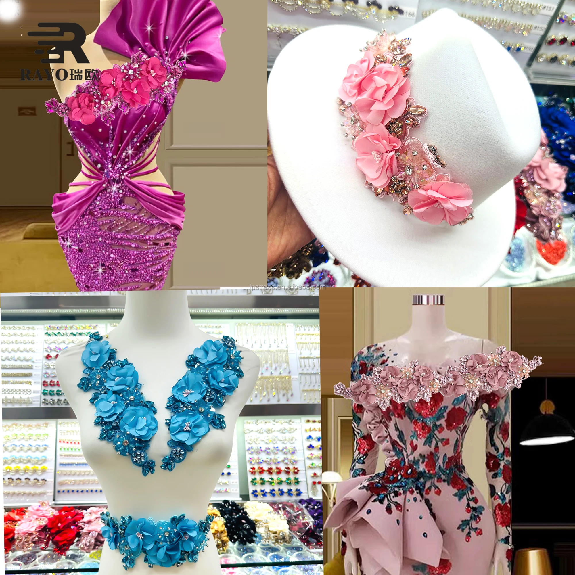 Applique Flower Patches Design Dress Sew On Handmade Rhinestone Fabric Sequin Mesh Beads Bag Bodice Patch Embroidery