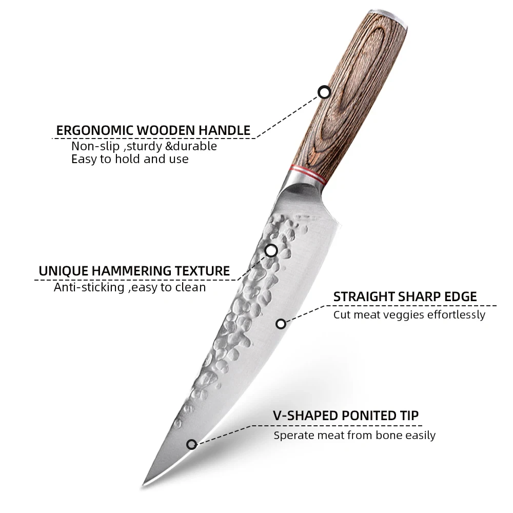 6 Pcs Boning Knife Set with Pakkawood 4cr13 Carbon Steel Utility Viking Butcher Knife