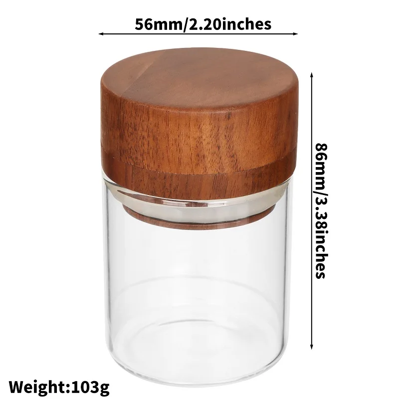 Premium Walnut Wood Grinder with Glass Jar Wooden Herb Grinder for Smoking Accessories