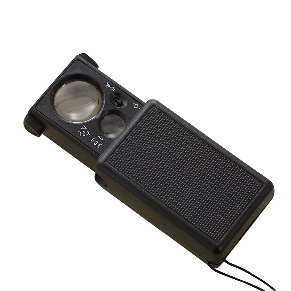 UV 30X 60X Magnifier Jewelry Loupe Reading Magnifying Glass