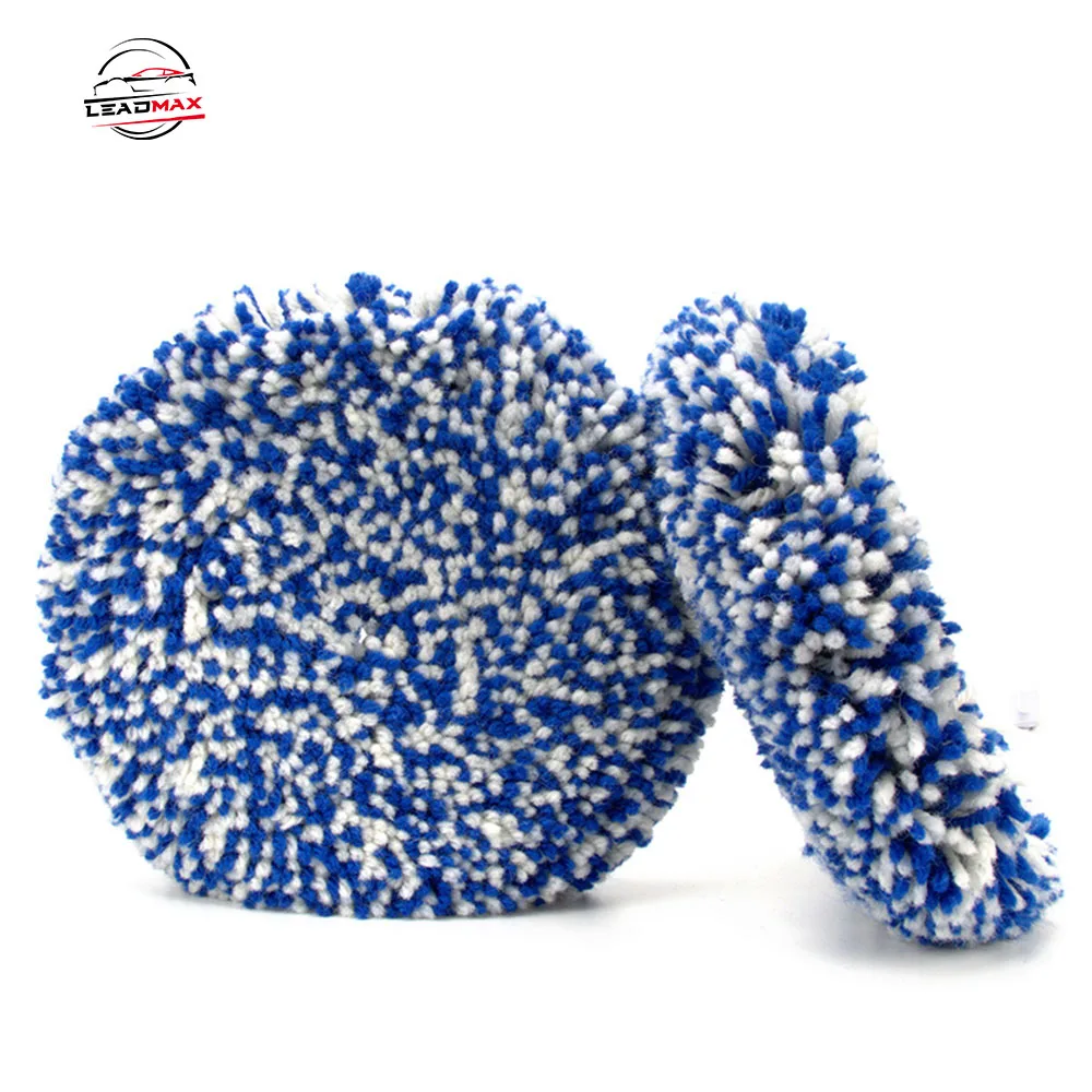 LEADMAX 7 Inch Single Sided Wool Polishing Pad Wholesale Car Body Polishing Foam Sponge Material 5 Inch Outer Car Polishing
