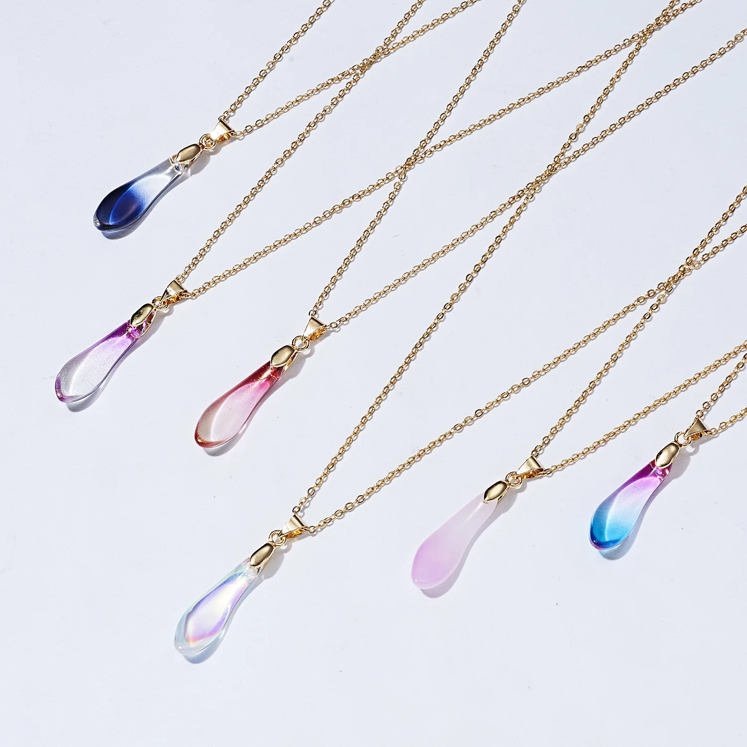 Hot Selling Creative Card Natural Stone Resin Moon Star Pendant Necklaces for Women