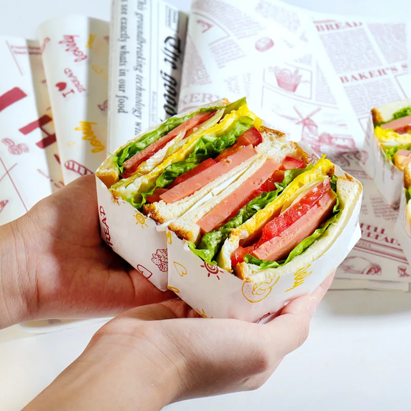 Customized Greaseproof Paper Food Digital Printing Double Side CMYK Recycled Uncoated Woodfree Paper 50gsm Sheets Virgin Pulp M