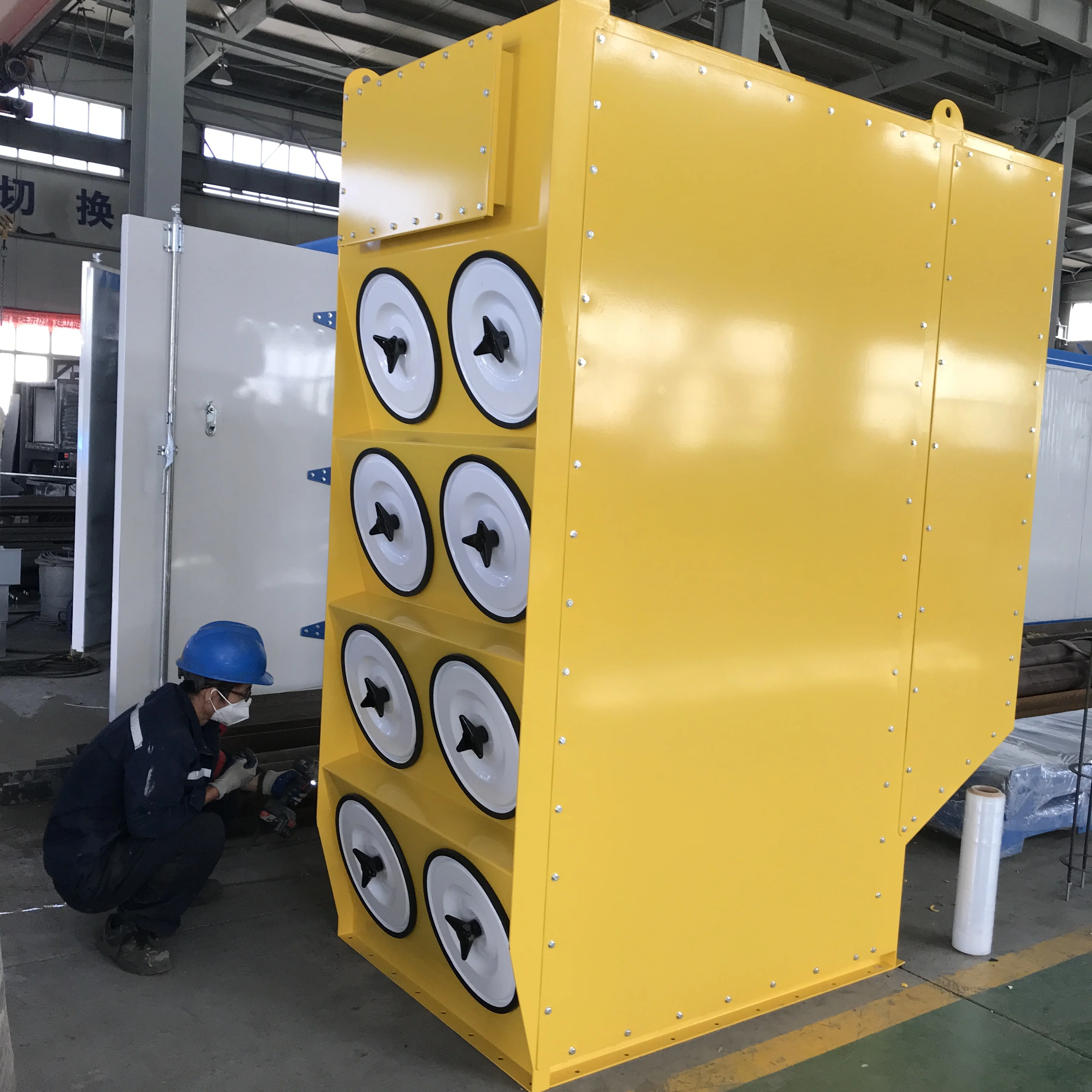 allway brand horizontal hydraulic sawdust wood industrial pulse cartridge filter dust collector