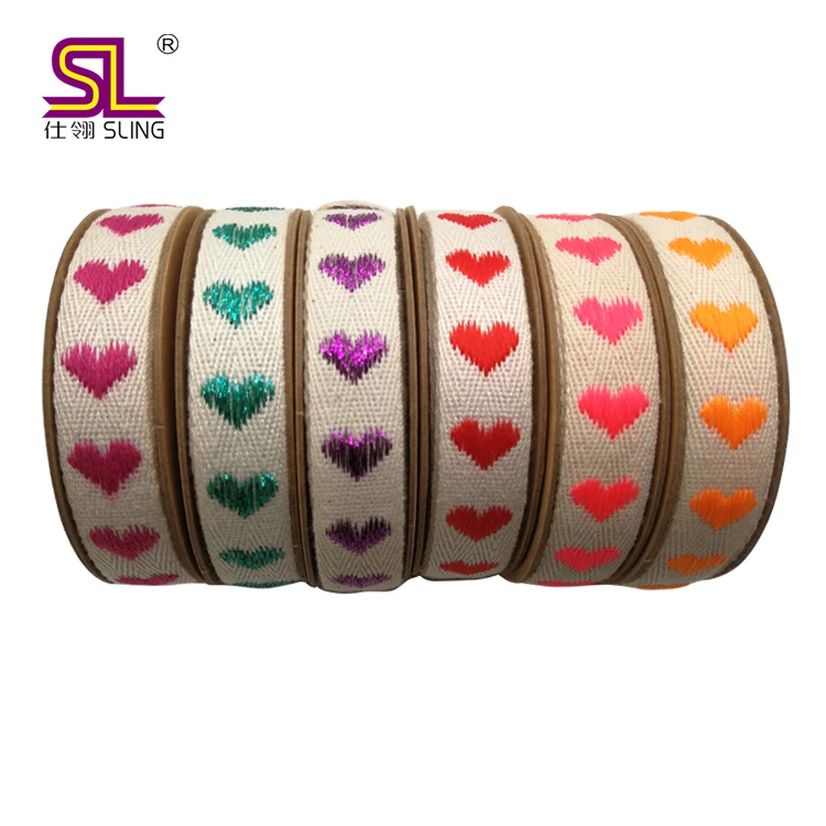 16mm Eco-friendly undyed Cotton ribbon with gold or Silver metallic 100% cotton ribbon in High Quality