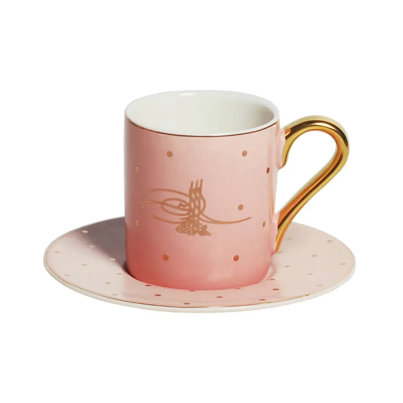 KING'S фарфор Прямая поставка с завода 90cc керамические турецкие кофейные чашки наборы блюдце золотой ручкой