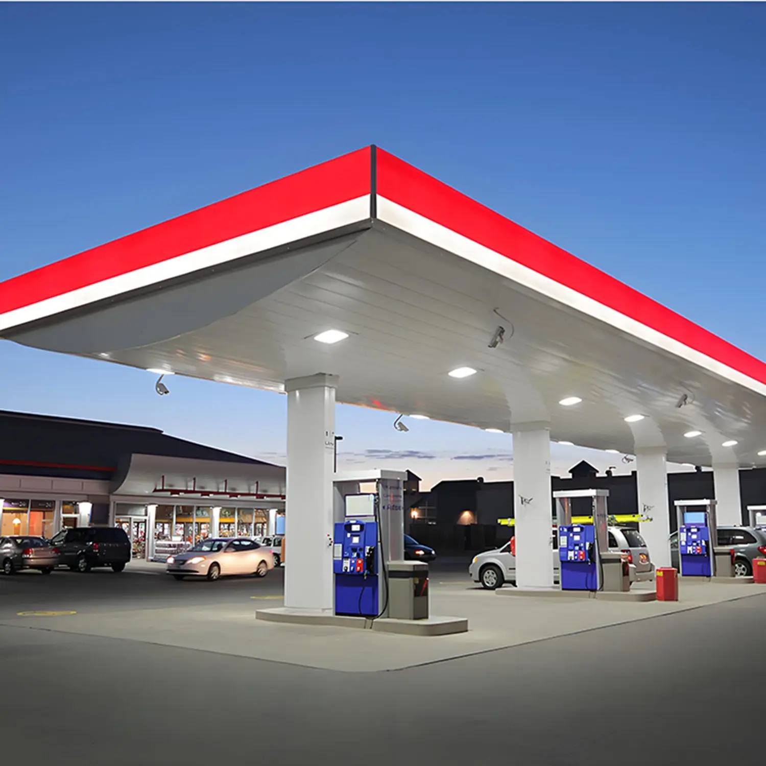 Prefabricated Steel Grid Durable Steel Building Modern Steel Space Frame Roofing Of Gas Station