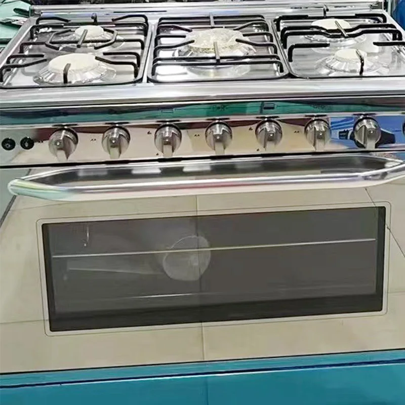 New Design Kitchen Stainless steel 2 in 1 Multifunction Gas Cooktop 5 Burner 5 Plate Free Standing Gas Stove With Oven