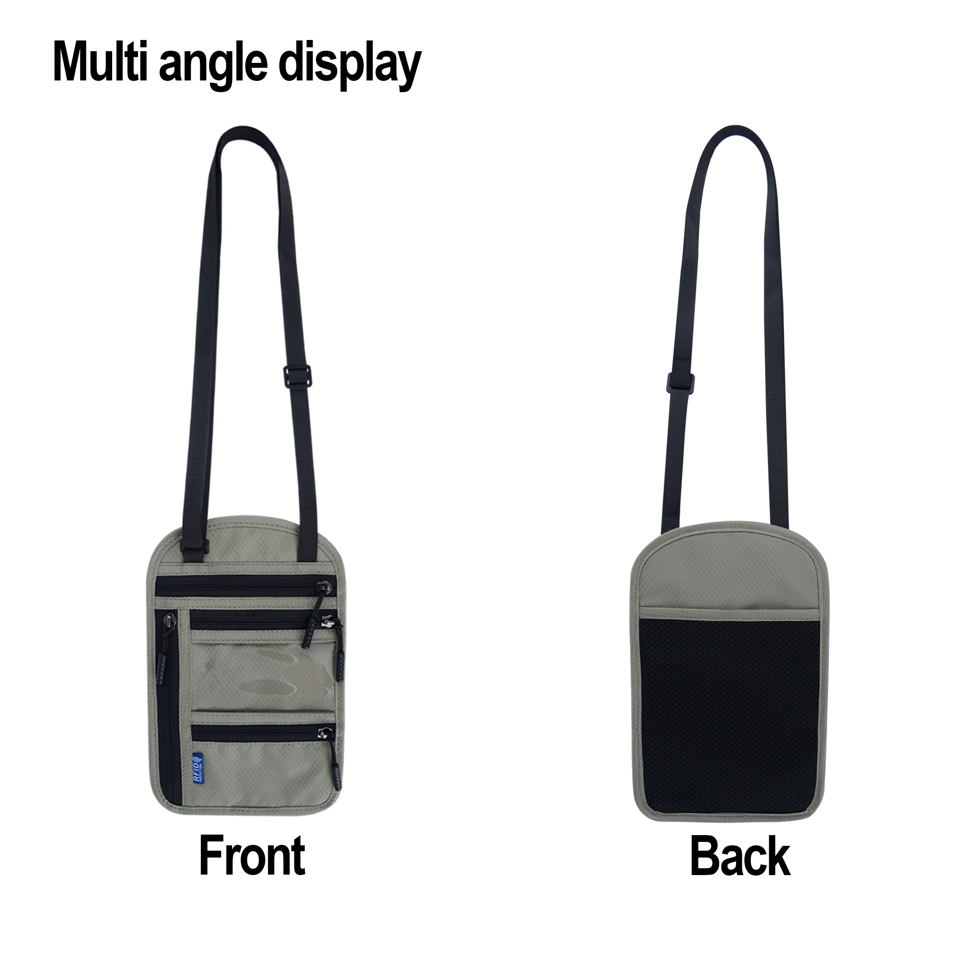 Nylon Ticket  Document Neck Wallet with RFID-Blocking Passport Holder Neck Pouch for Women and Men for Traveling