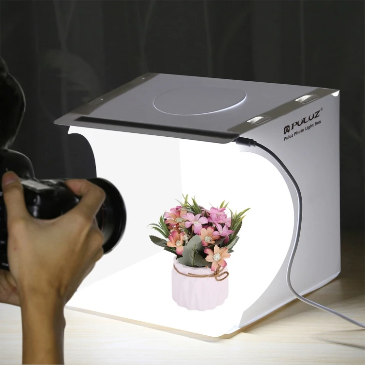 Dropshipping White Photo Box Led PULUZ 20cm usb Photo Studio Box with Free Background for Small Product Photography Light Box
