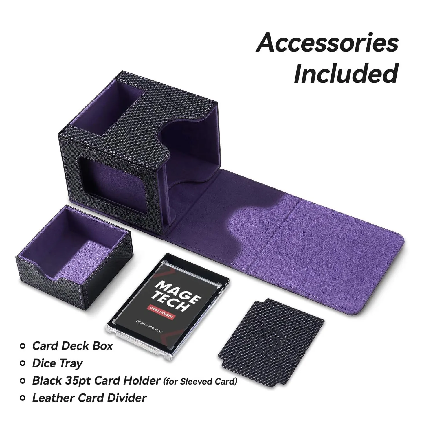 Card Deck Box for MTG Commander - Commander Display Fits 100 Double-Sleeved Cards 35pt One Touch & Dice Tray