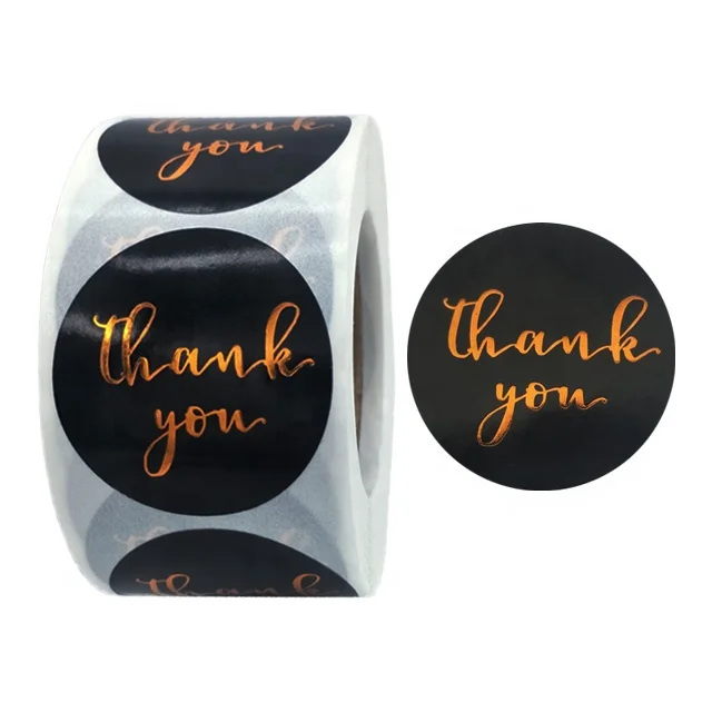 Thank You Stickers 1.5 Inch Round Golden Foil Paper Business Letters Wedding Envelope Seal Birthday Gift Packaging Labels