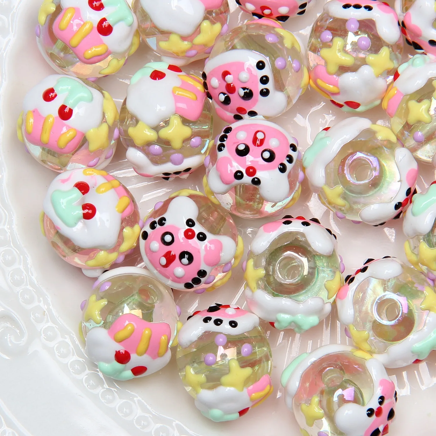 YANYE Transparent Yellow Cartoon Piggy Mobile Phone Chain Material Wholesale DIY Jewelry Accessories Pendant Hand Painting Beads