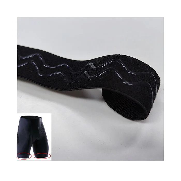 Cycling wear anti-slip nylon wave silicone  gripper elastic sports protection anti-slip tape