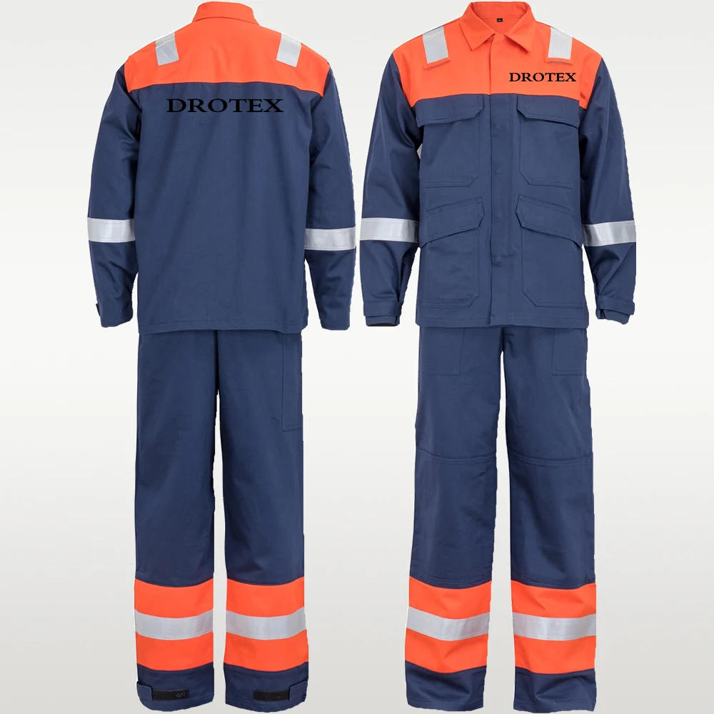 Custom Work Wear Jacket Pants Flame Retardant Acid Resistant Uniform Coverall Suit Fire Resistant Label For Mechanic Clothing