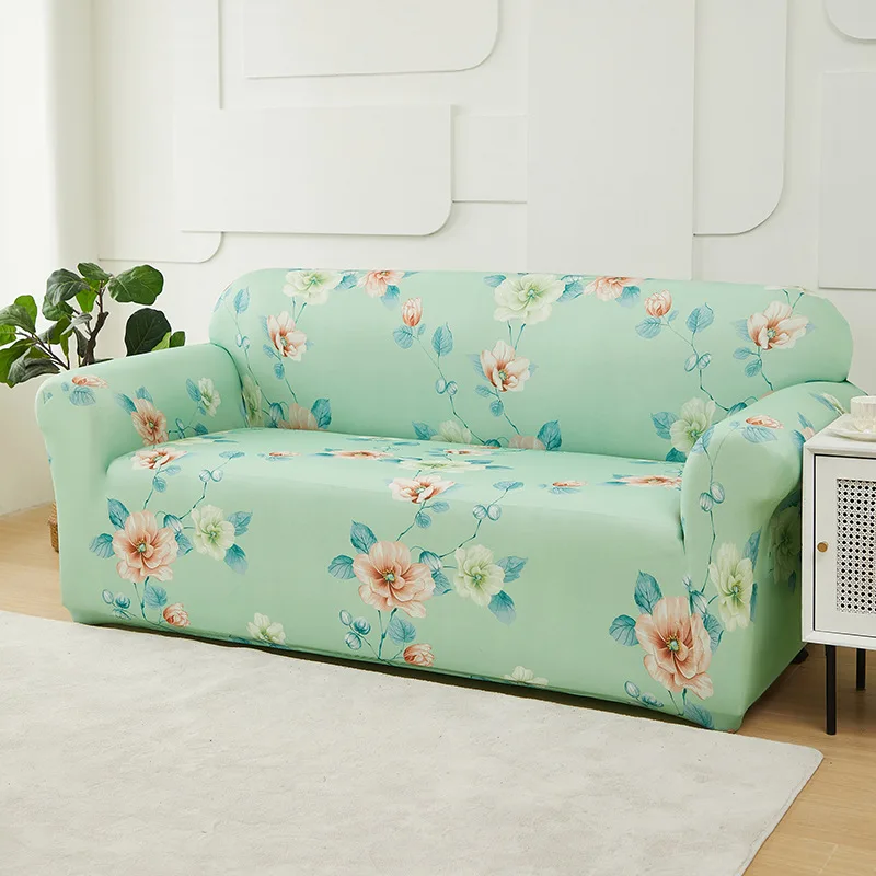 Factory Direct Milky Silk Printed Floral Universal Elastic Sofa Cover Full Sofa Cover With Armrest
