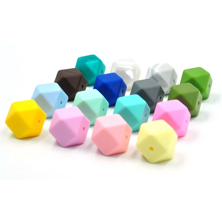 
14mm 17mm Food Grade Hexagon Silicone Beads for Baby Teething Rubber Silicone Beads 