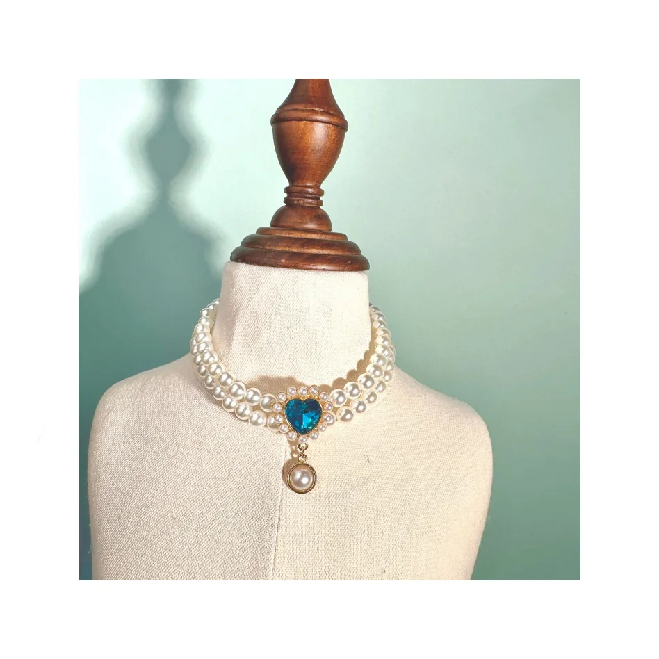 LM0105G Pet pearl necklace Cat and dog pearl collar Cute Pet Pendant Cat and dog accessories