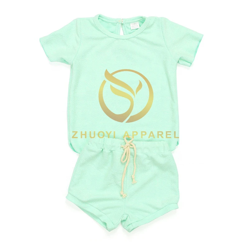 ZY New Arrival Children Boutique Clothing Toweling Soft Baby Clothes Short Sleeve Boy Sets Cotton Outfits Summer Set