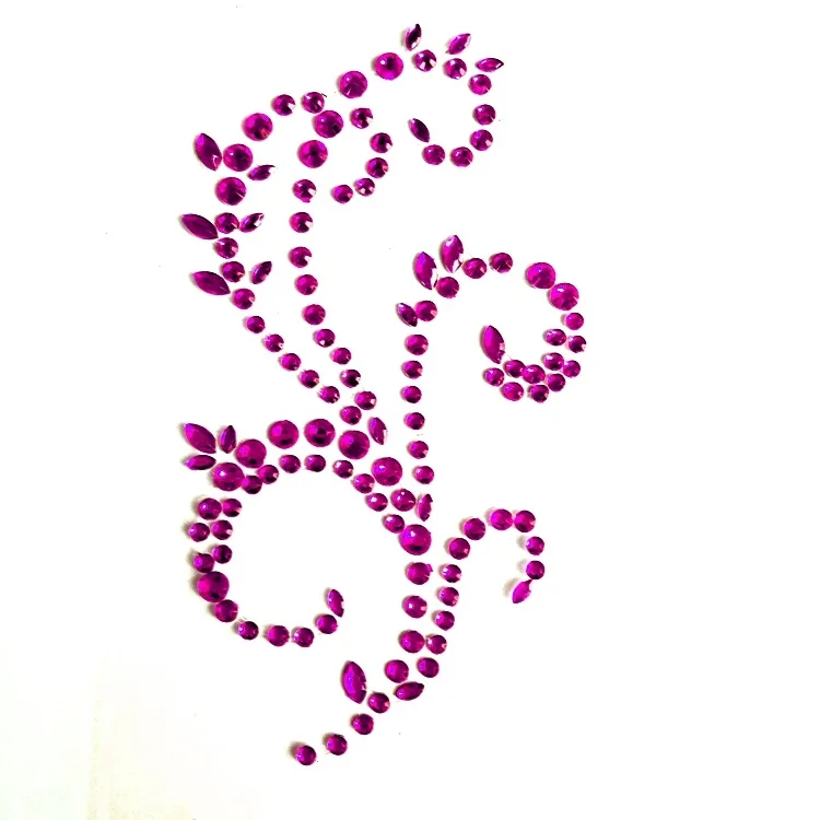 Custom Flower Vintage wall laptop glass Decor Rhinestone Flourish Sticker for Paper craft