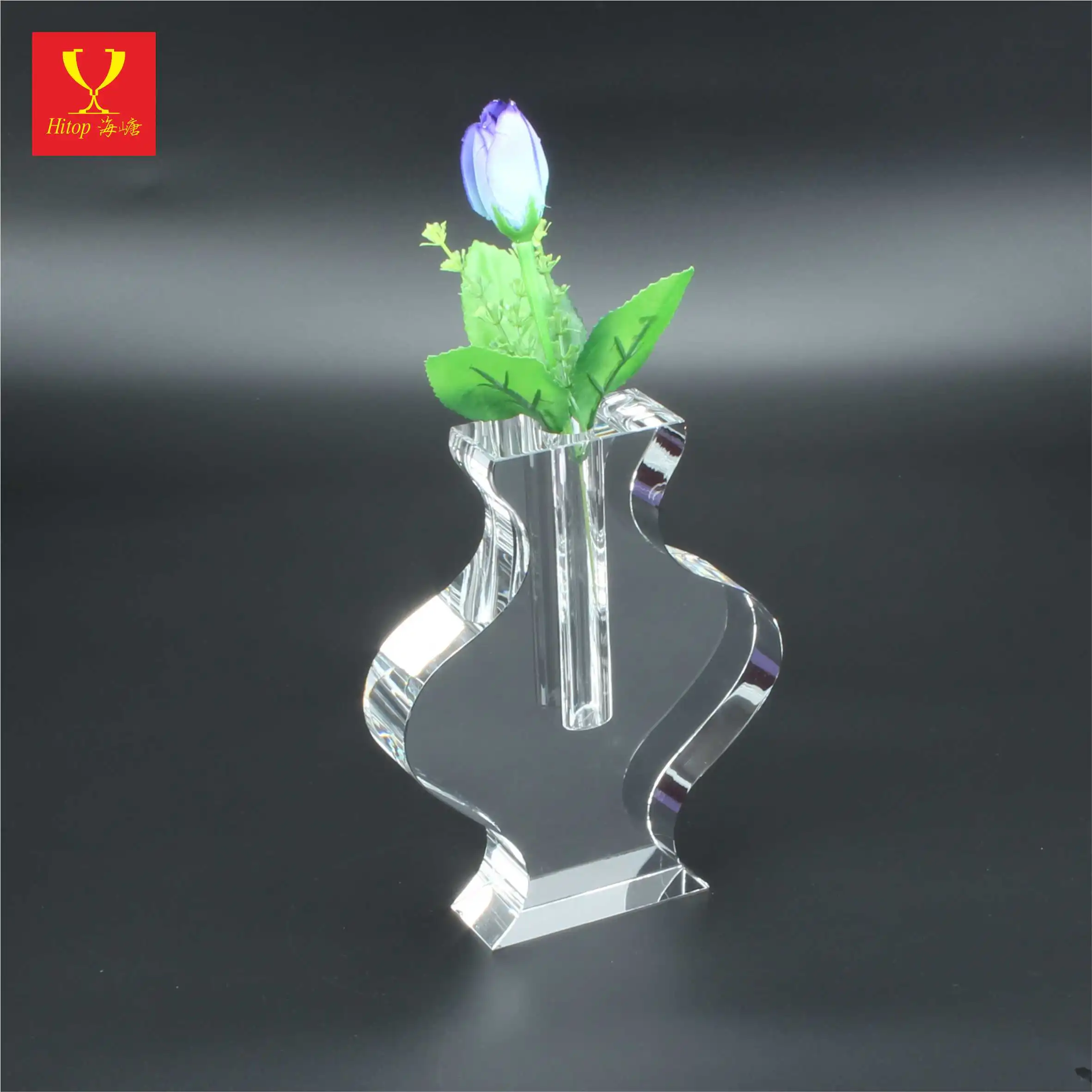 Hitop Handmade High fashion Decorative Handmade Wedding Table Decoration Transparent Crystal Flower Vase